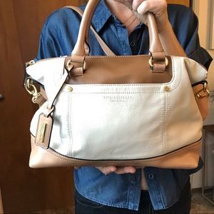 Beige + Brown Tignanello Leather Crossbody Purse